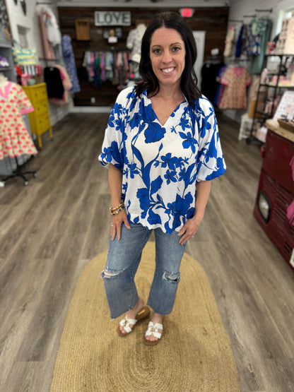 Katherine Floral Print V-Neck Top