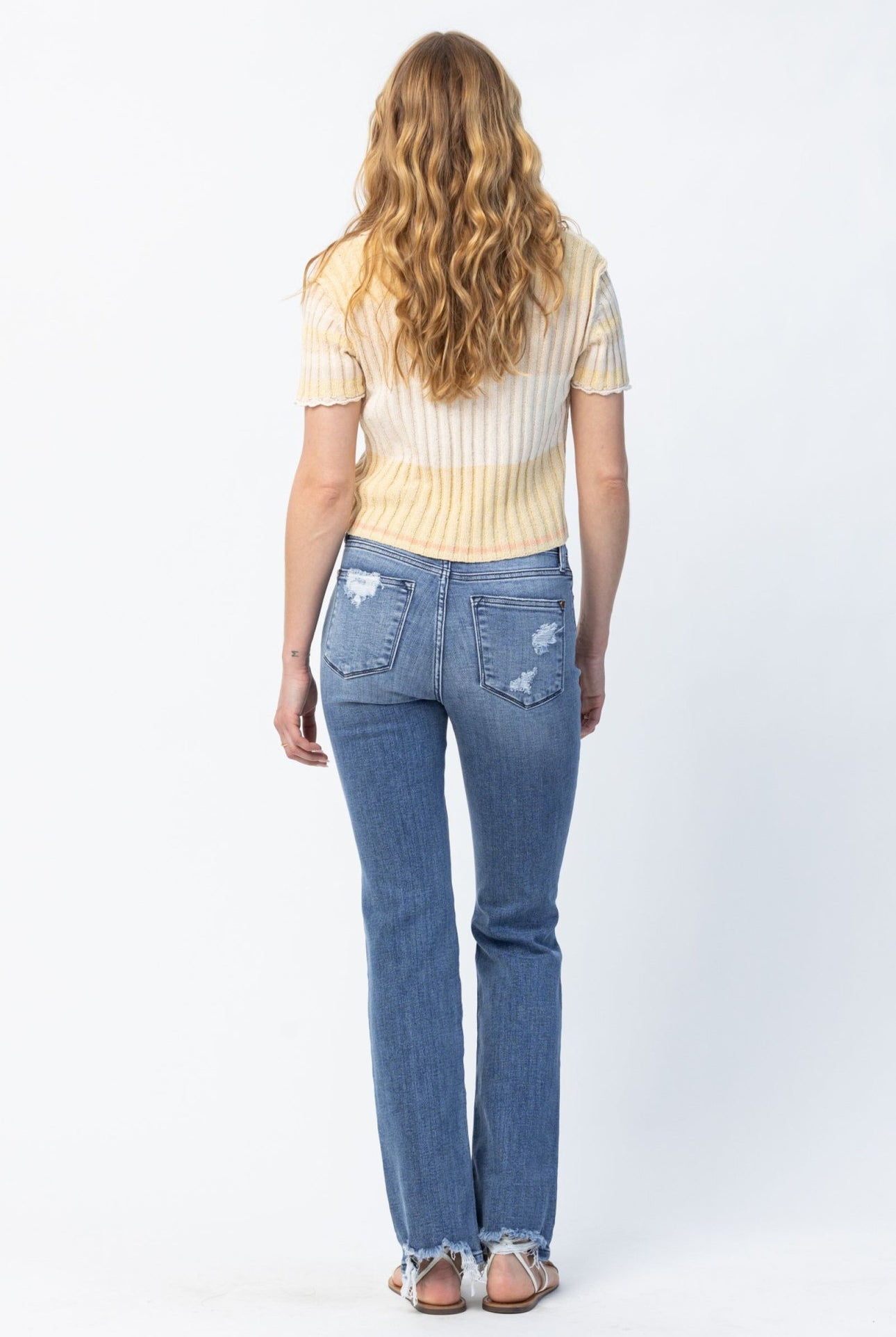 Niki Mid Rise Destroy Straight Jeans