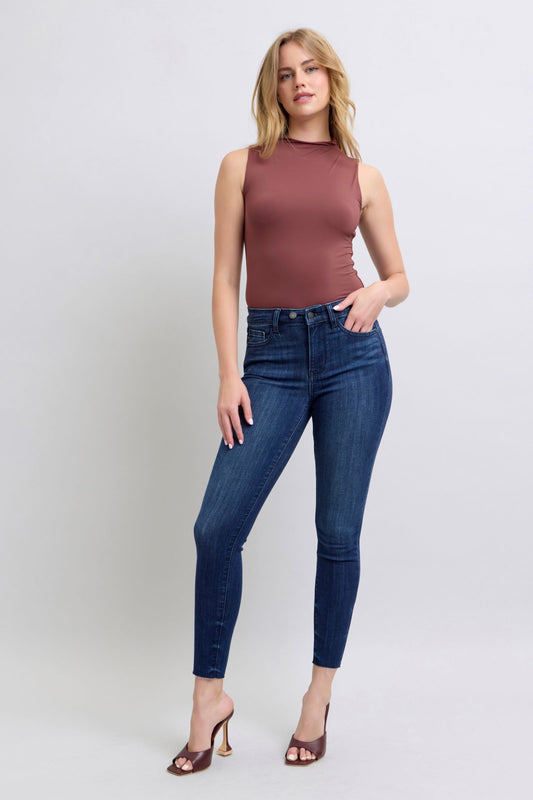 Emily Mid-Rise Skinny w/ Raw Hem Jeans