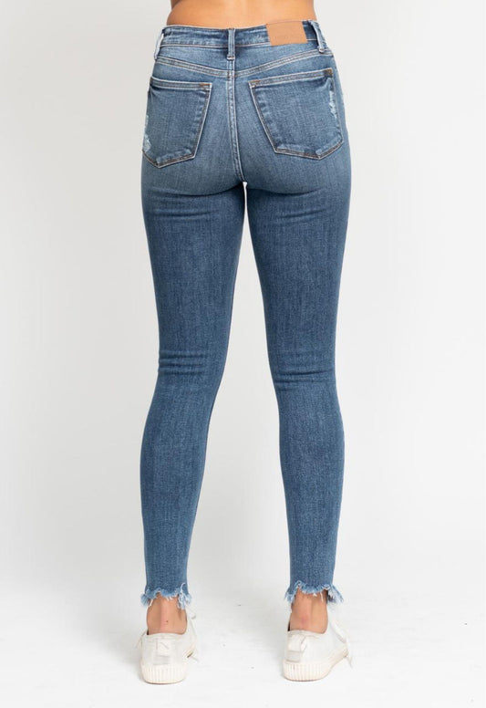 Briana High-Waist Skinny Shark Bit Jeans