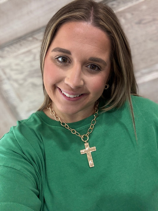 Chunky Gold Cross Necklace