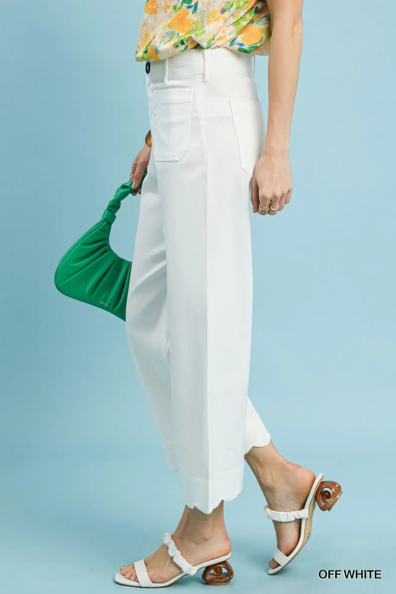 Kaelan Scallop Hem Wide Leg Pants