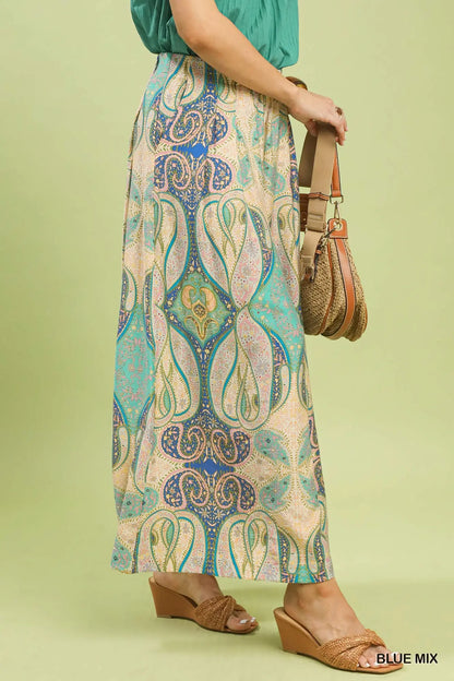Bella Printed Pull-On Skirt Pants