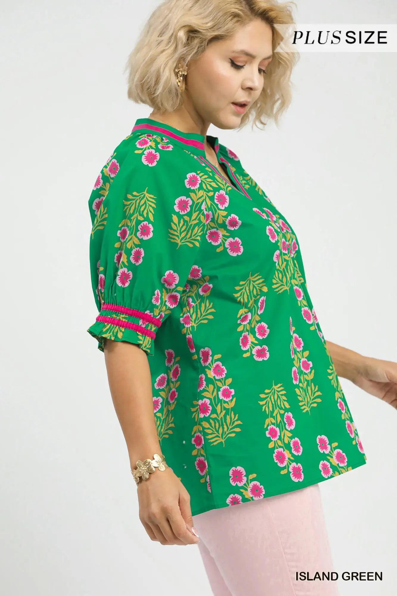 Tara Floral V-Neck Puff Sleeve Top
