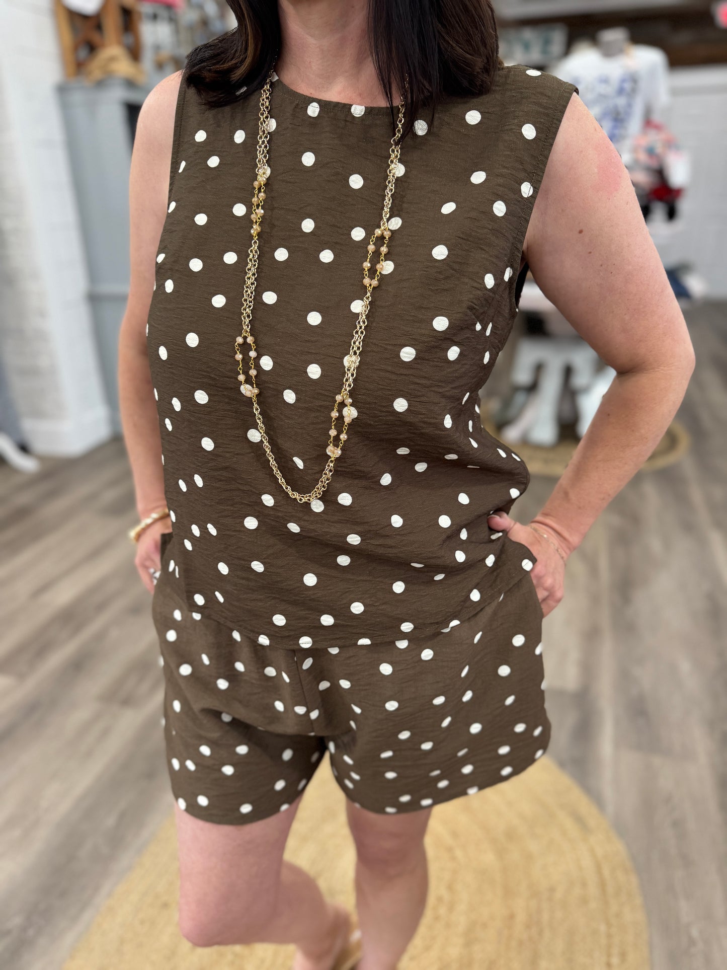 Drue Woven Polka Dot Print Shorts