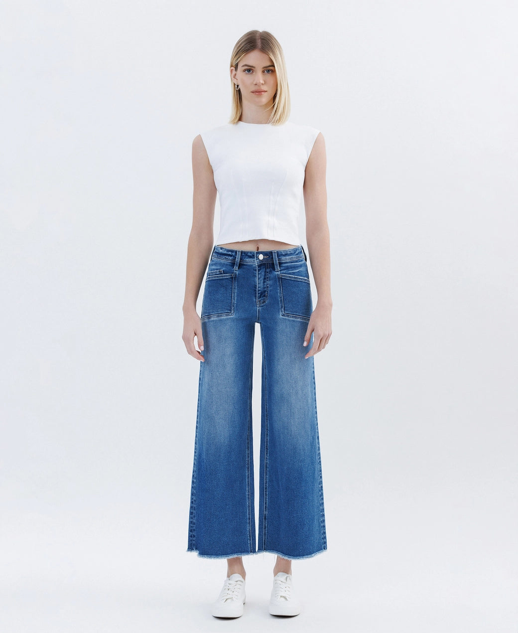 Advocates High Rise Raw Hem Ankle Wide Leg Jeans