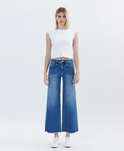 Advocates High Rise Raw Hem Ankle Wide Leg Jeans