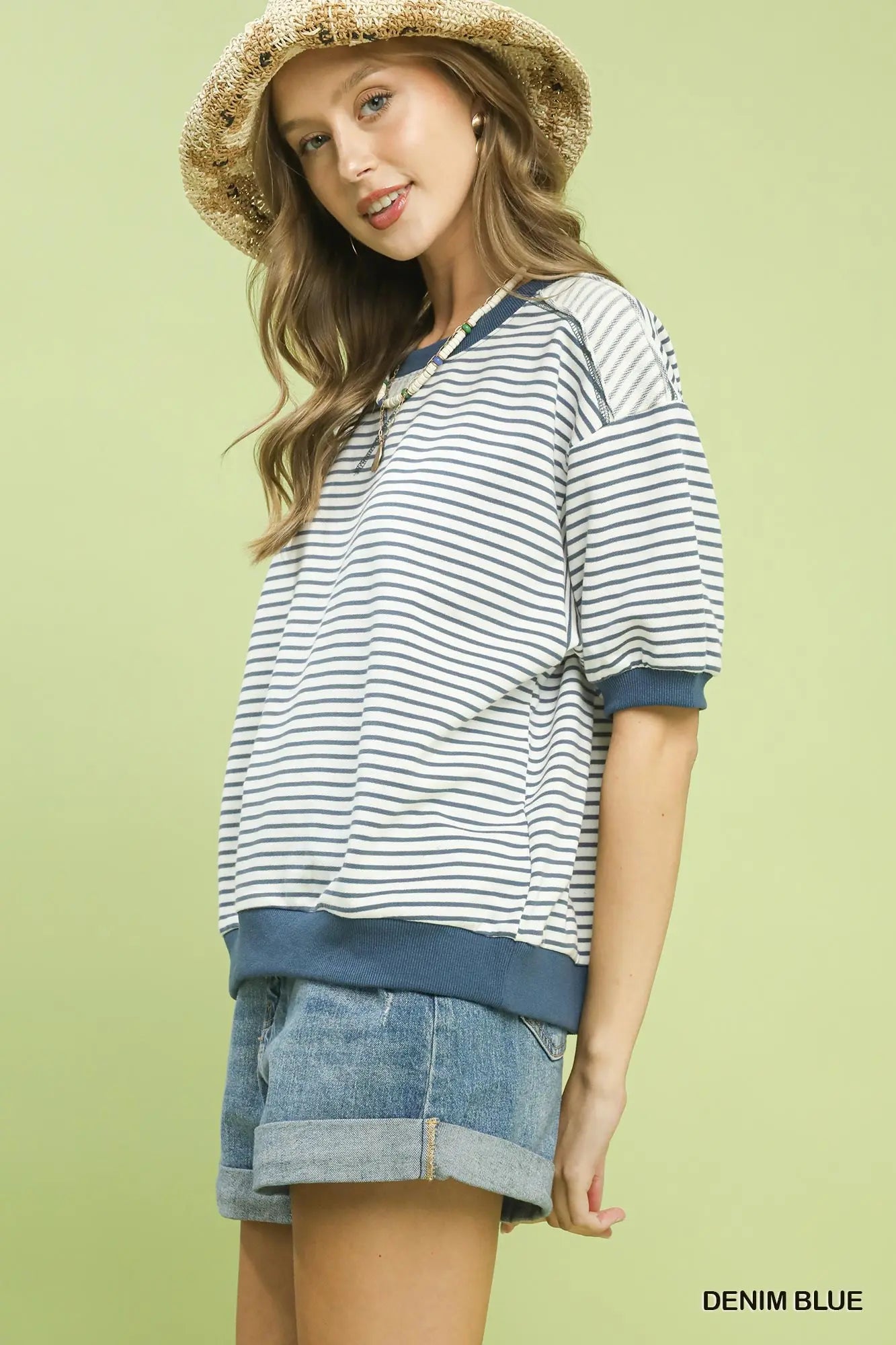 Brandi Striped Knit Short Sleeve Casual Top