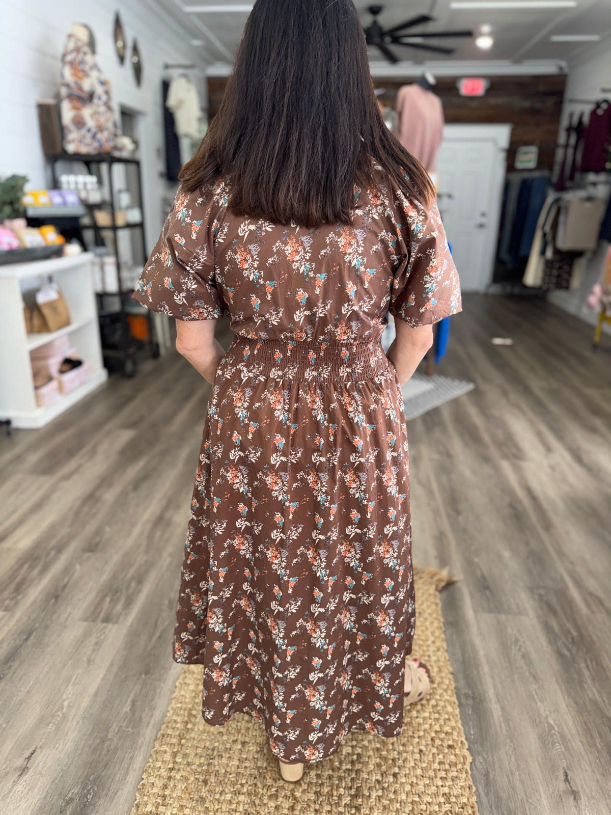 Dolly Bubble Sleeve Printed Midi Dress