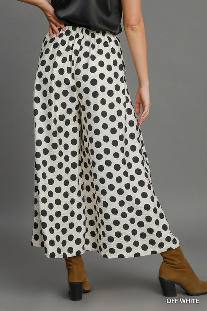 Hunter Polka Wide Leg Pants-Off White