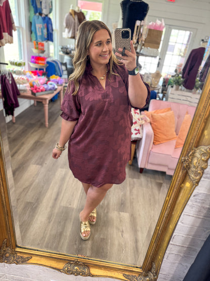 Grace Floral Textured Jacquard V-Neck Dress