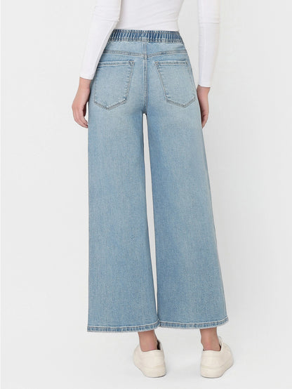 Impartial High-Rise Elastic Crop Wide Jeans