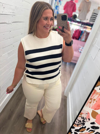 Rae High Waist Wide Leg Crop Pants-Ecru