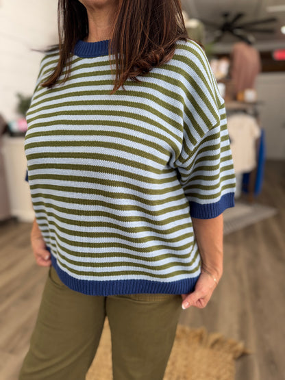 Kassie Half Sleeve Striped Sweater
