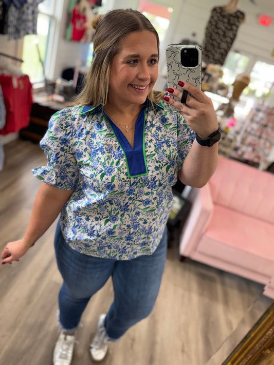 Zoey Floral Print Puff Sleeve Top