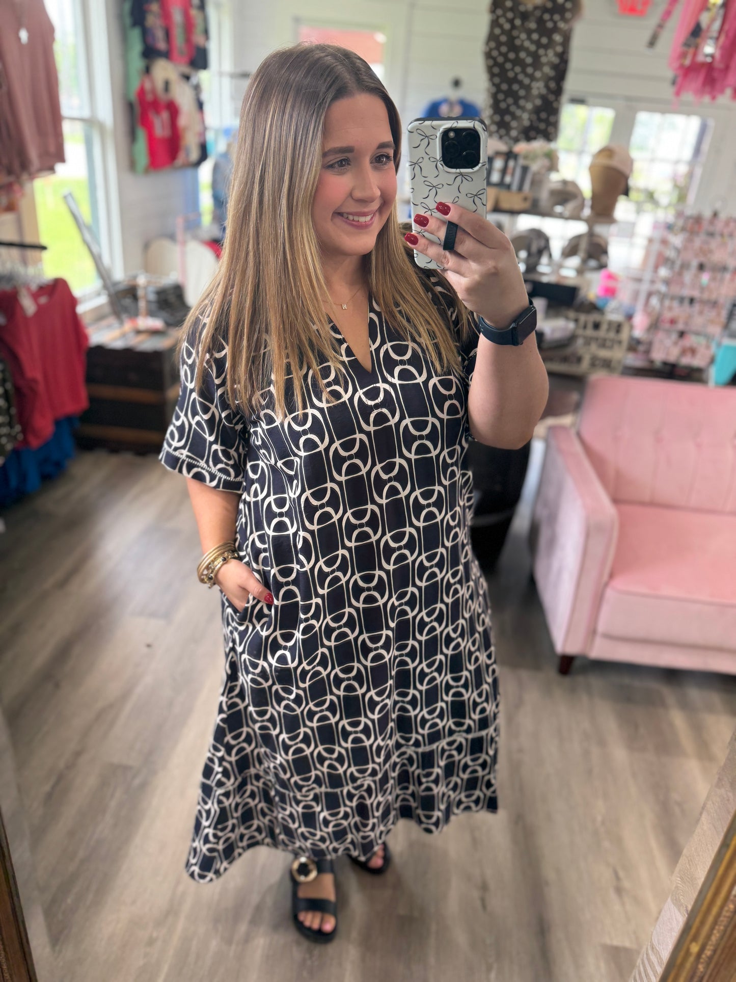 Victoria Geometric Print Midi Dress