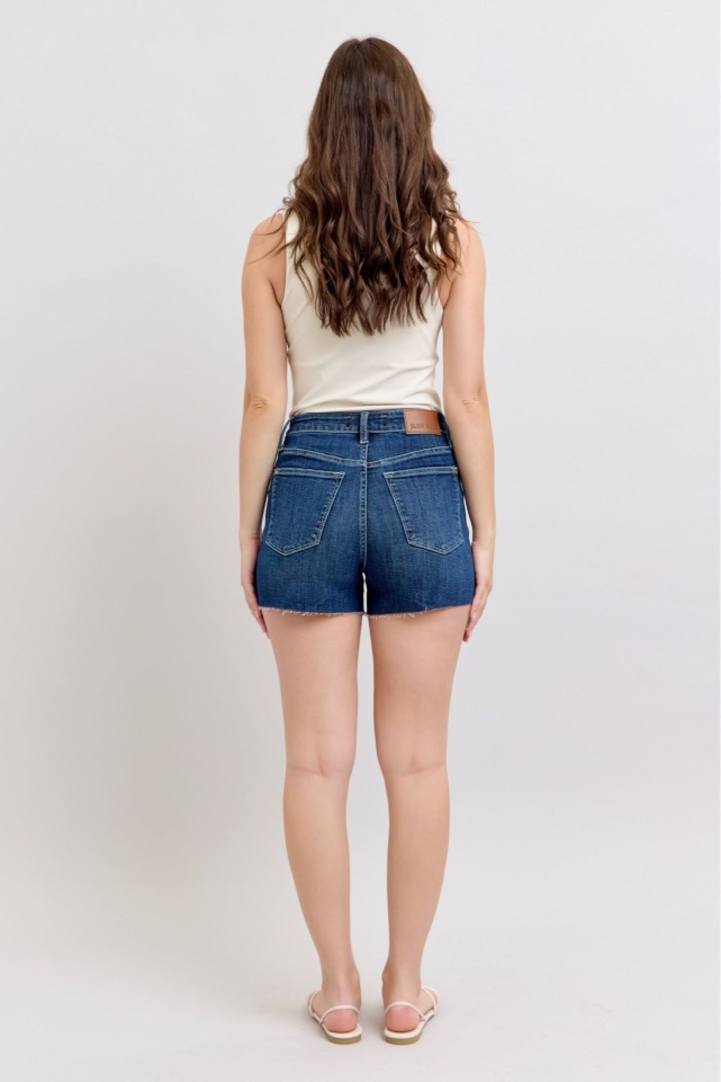 Cassie High Waist Criss Cross Waistband Shorts