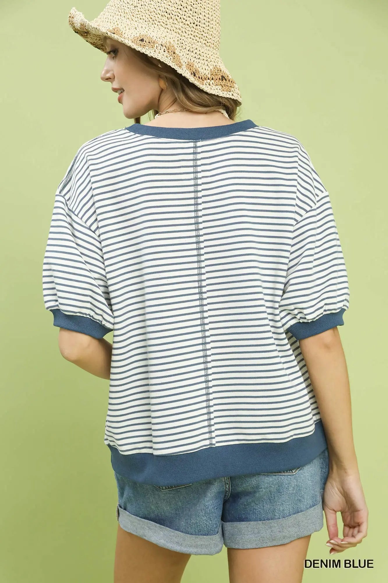 Brandi Striped Knit Short Sleeve Casual Top