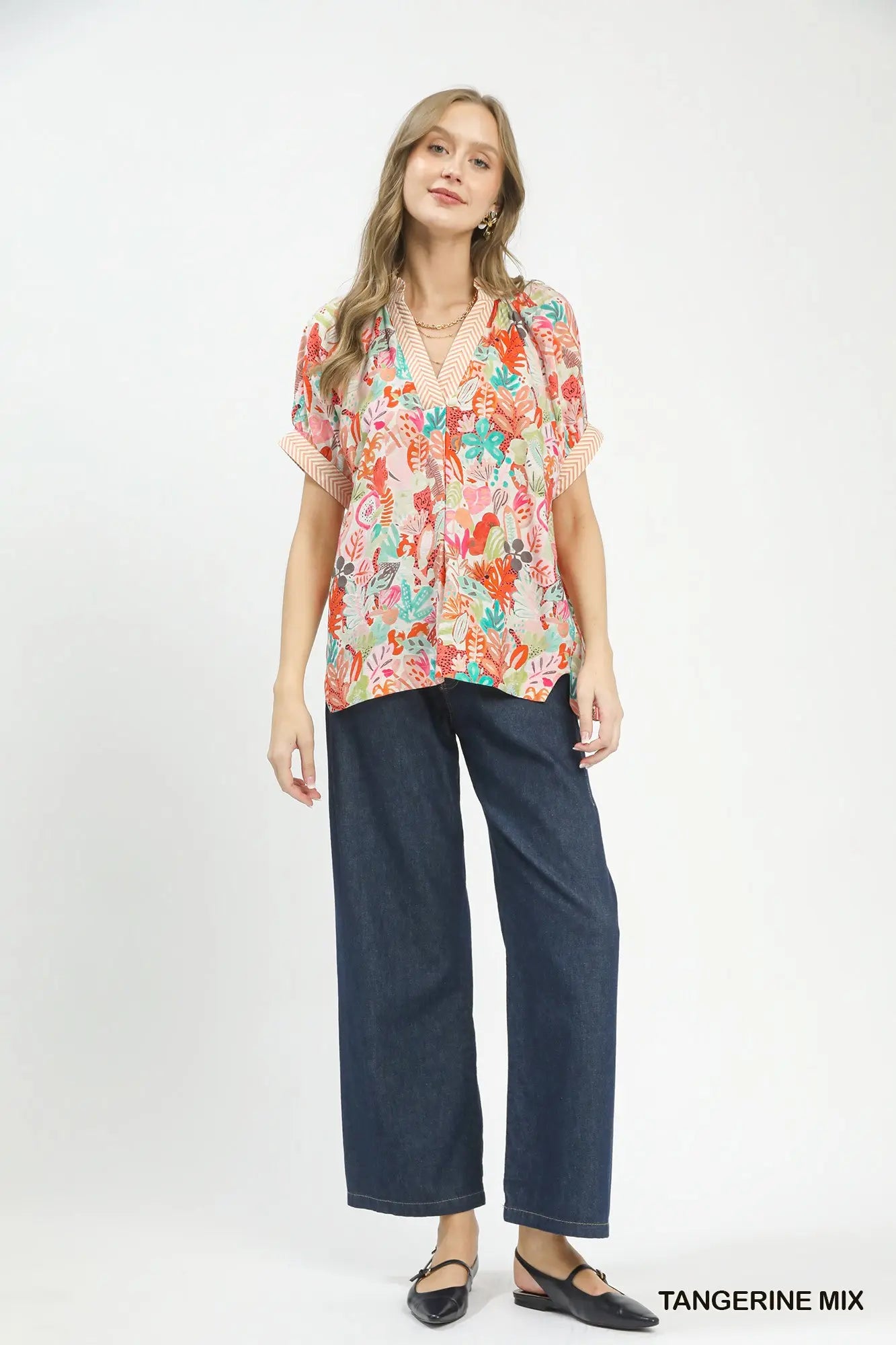 Allie Mix Boho Printed V-Neck Top
