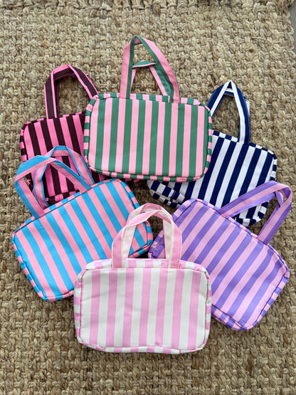 Striped 4-Layer Foldable Hanging Toiletry Bag