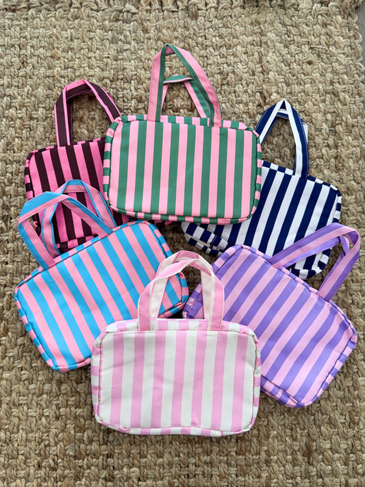 Striped 4-Layer Foldable Hanging Toiletry Bag
