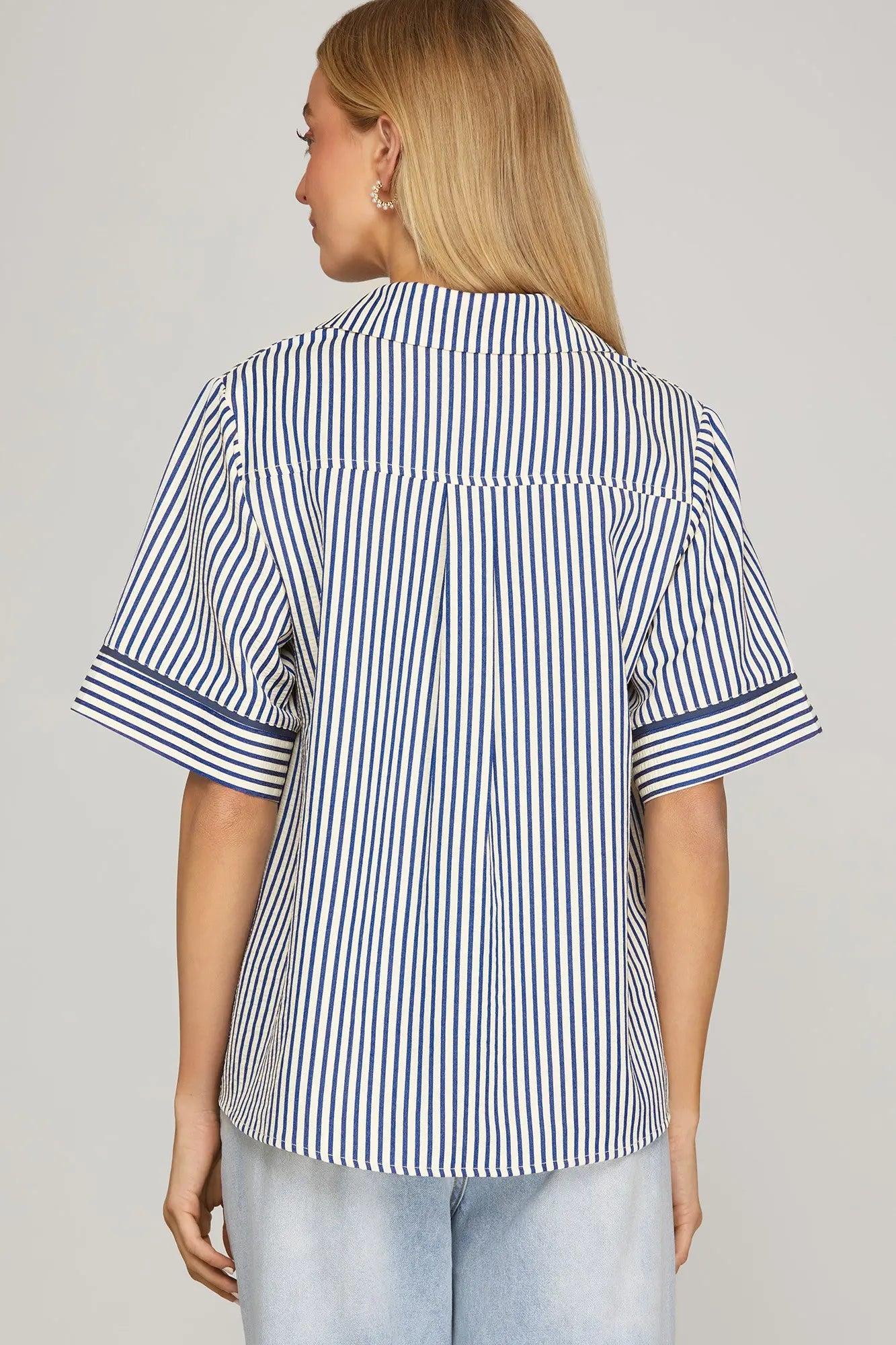 Tammie Striped Collared Woven Top
