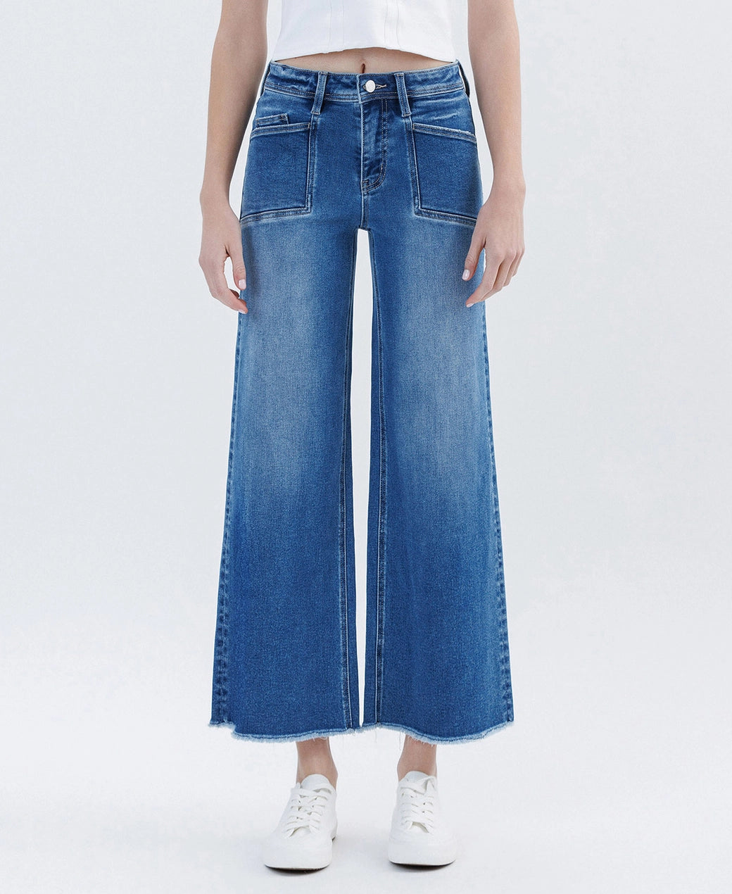Advocates High Rise Raw Hem Ankle Wide Leg Jeans