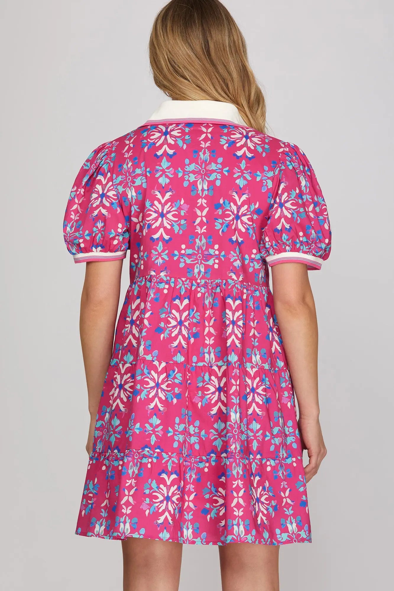 Carmen Puff Sleeve Print Dress