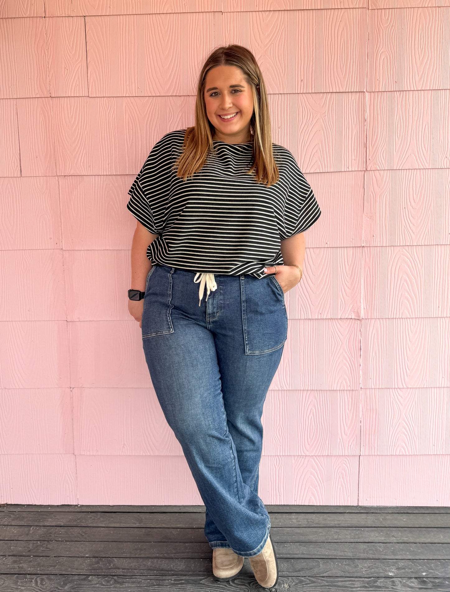 Marcie HW Drawstring Wide Jeans