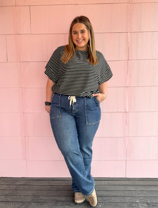 Marcie HW Drawstring Wide Jeans