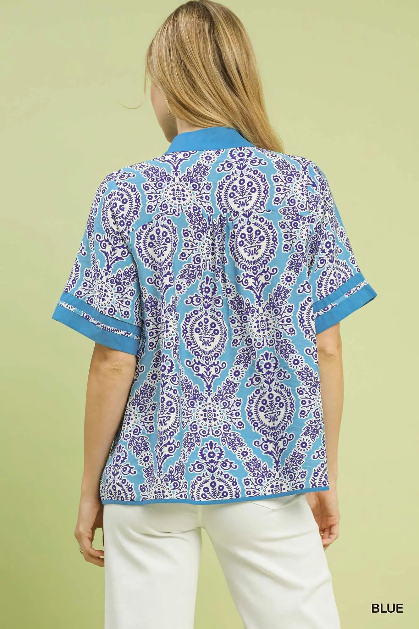 Amber Abstract Print V-Neck Top