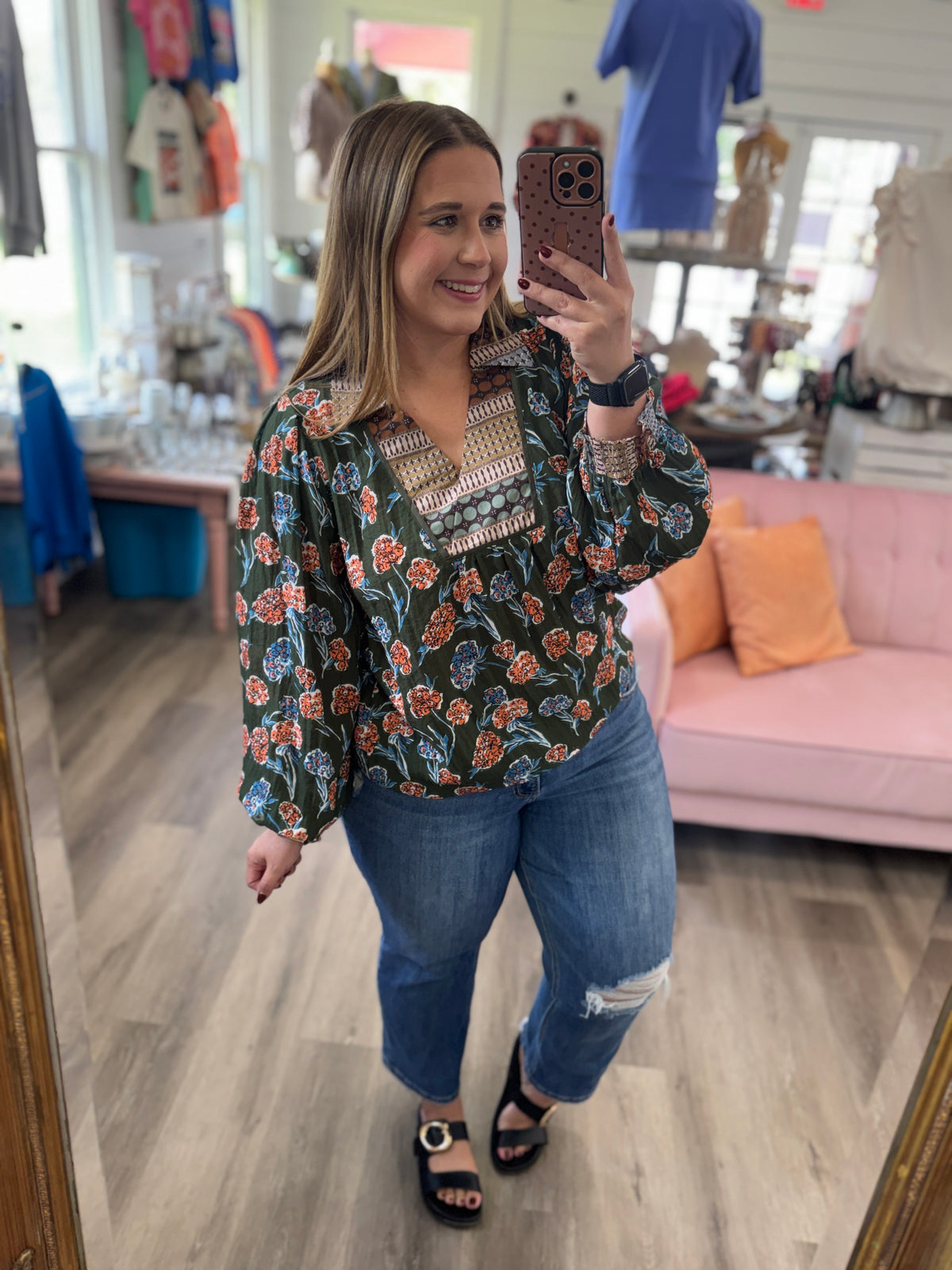 Autumn Bloom Balloon Sleeve Blouse