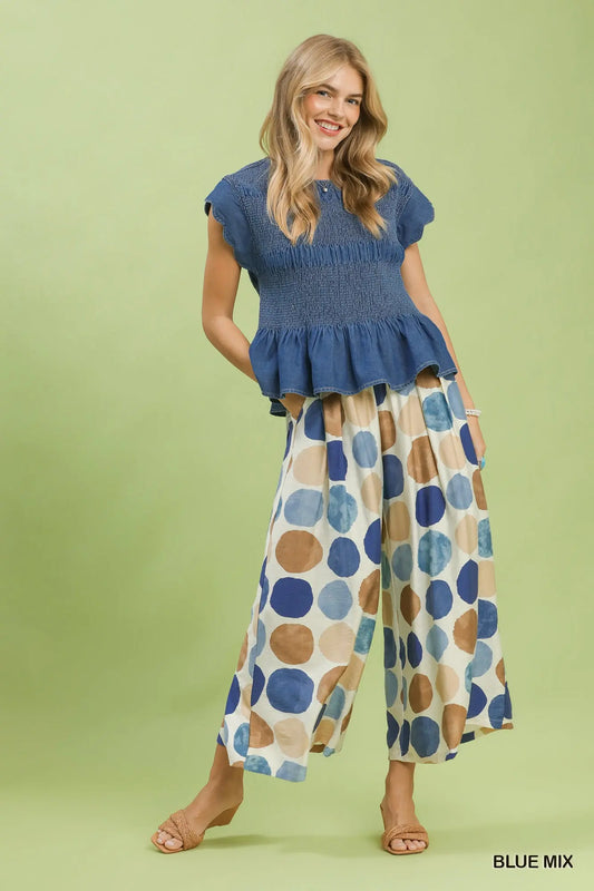Emily Dot Print Wide Leg Pants