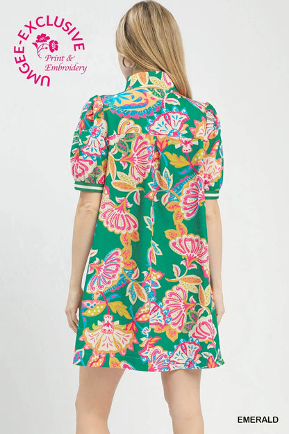 Emerson Paisley Print Puff Sleeve Dress