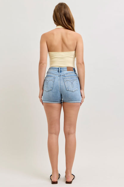 Amber High-Waist Slim Short w/ Cell Phone Back Pocket