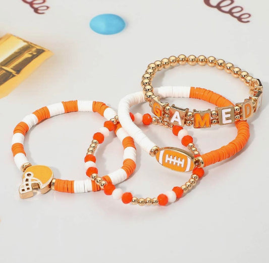 Gameday Charm Layered Bracelet-Orange