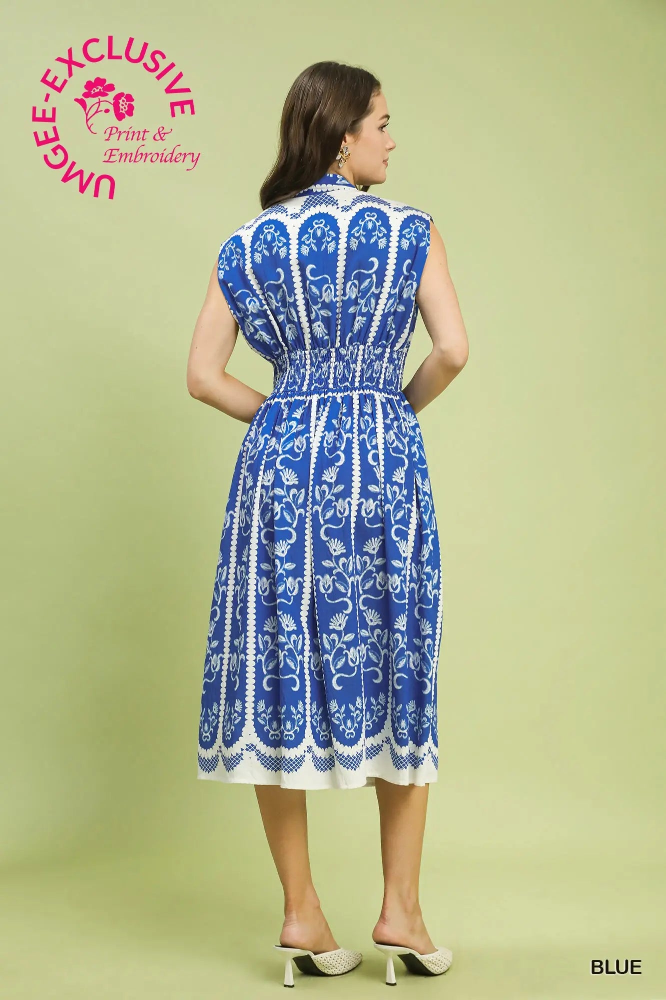 Brooke Sleeveless Smocked Midi Dress