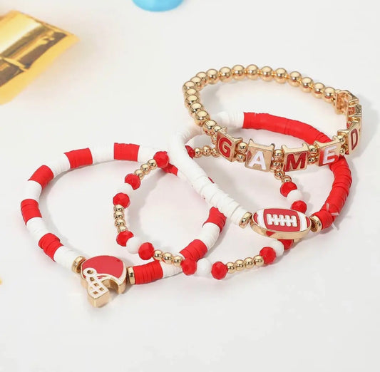 Gameday Charm Layered Bracelet-Red
