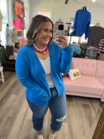 Oh So Cozy Cardigan- Blue