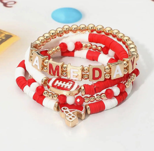 Gameday Charm Layered Bracelet-Red