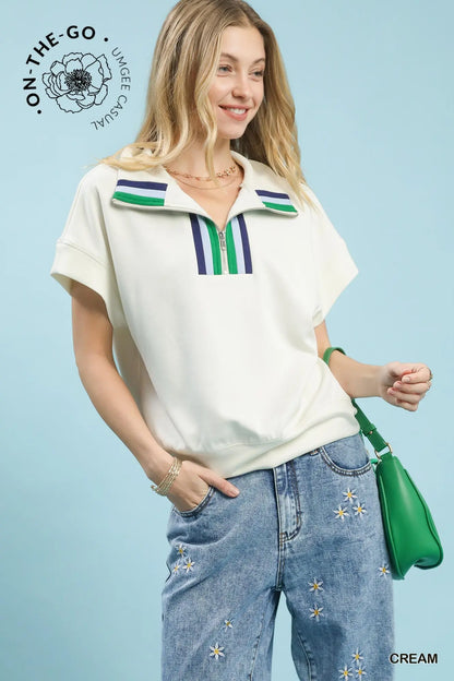 Emilee Striped Half-Zip Knit Top