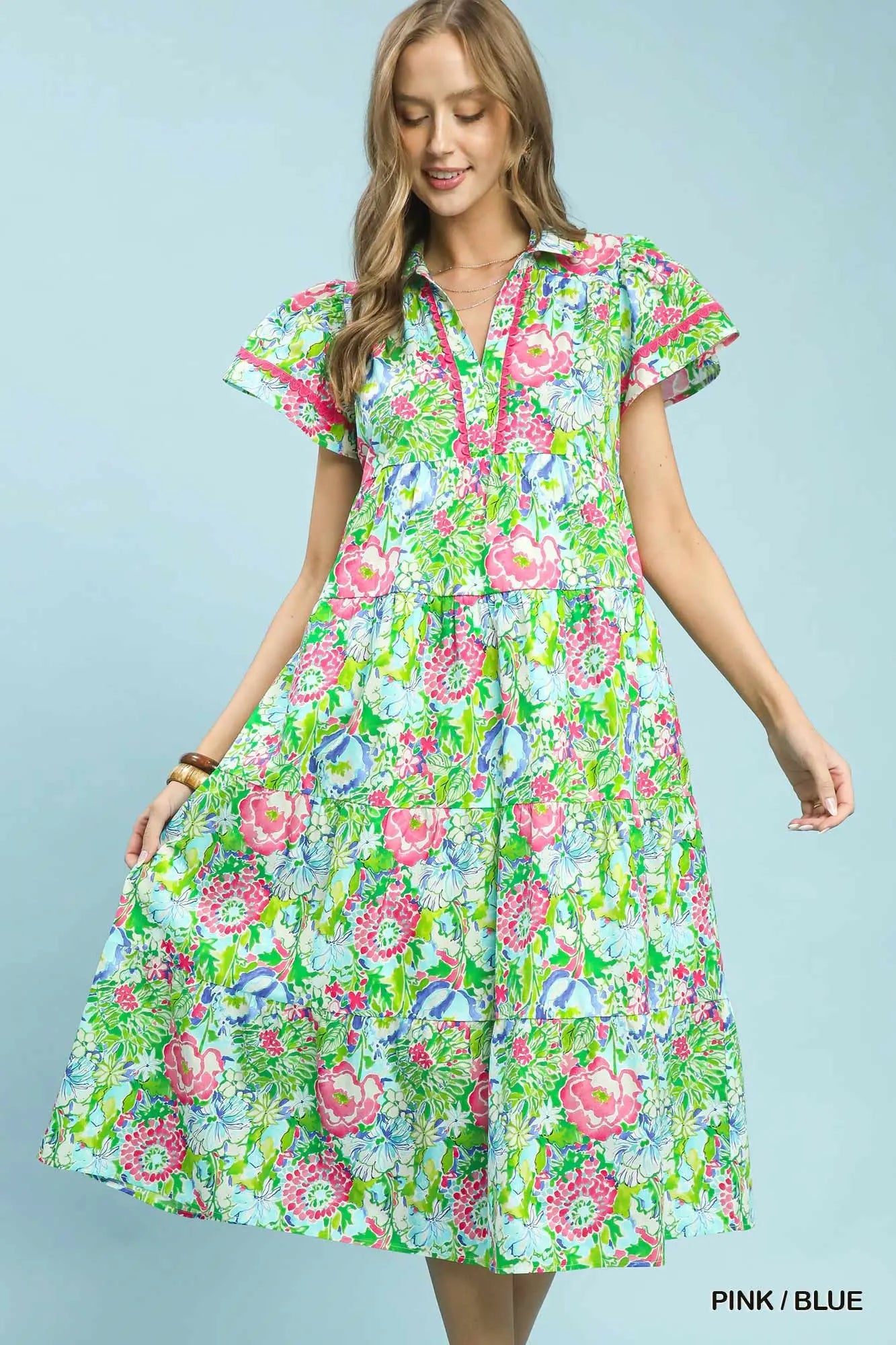 Marissa Bold Mixed Floral Tiered Midi Dress Small Town Branding Marissa Bold Mixed Floral Tiered Midi Dress Small Town Branding