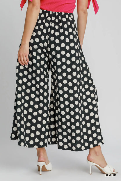 Hunter Polka Wide Leg Pants-Black