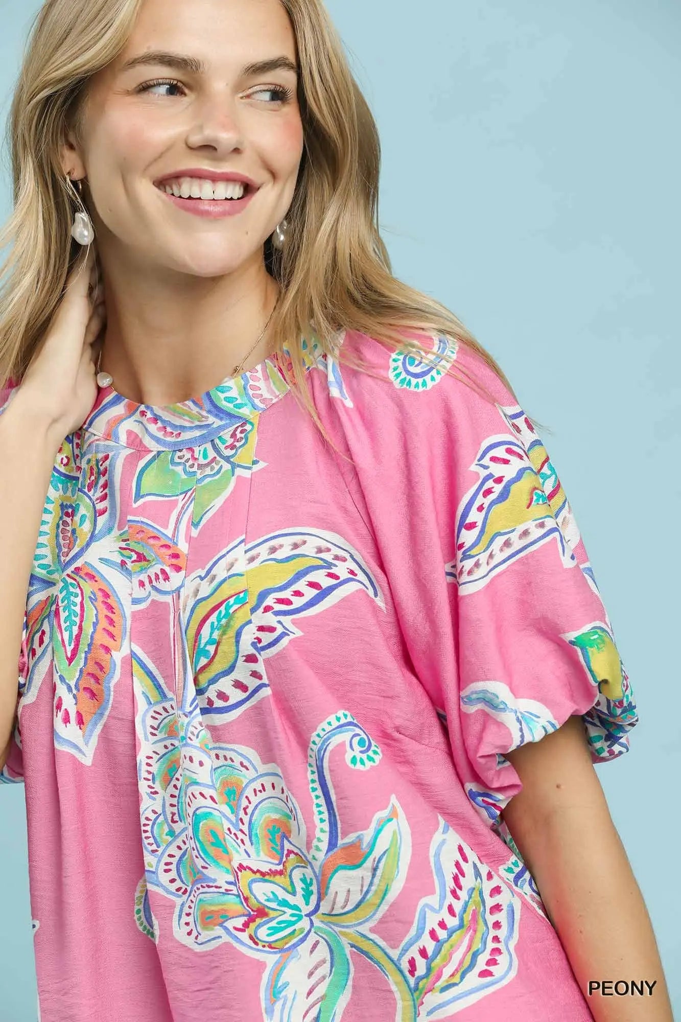 Brittany Paisley Print Top-Peony