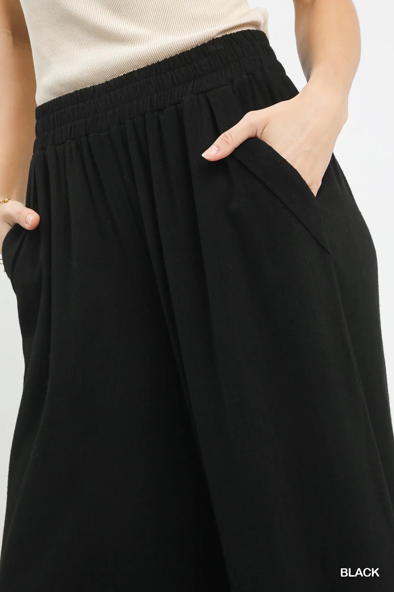 Kacie Linen Scallop Hem Wide Leg Pants