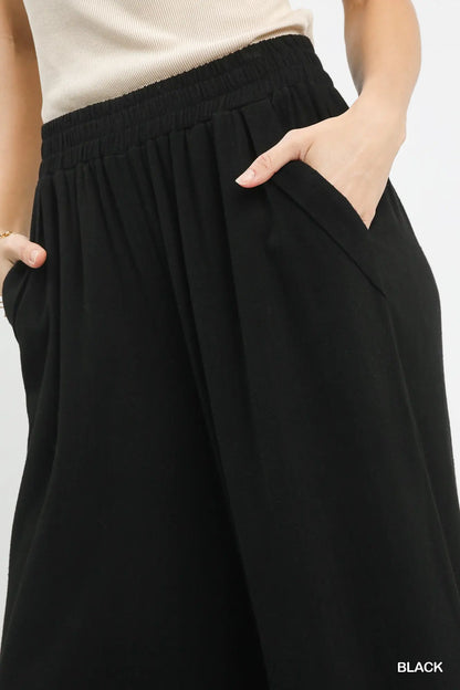 Kacie Linen Scallop Hem Wide Leg Pants