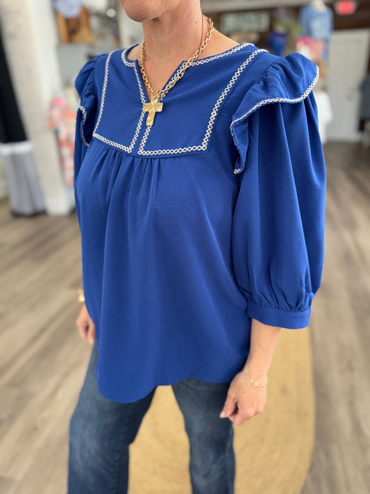 Shayla 3/4 Sleeve Embroidered Top