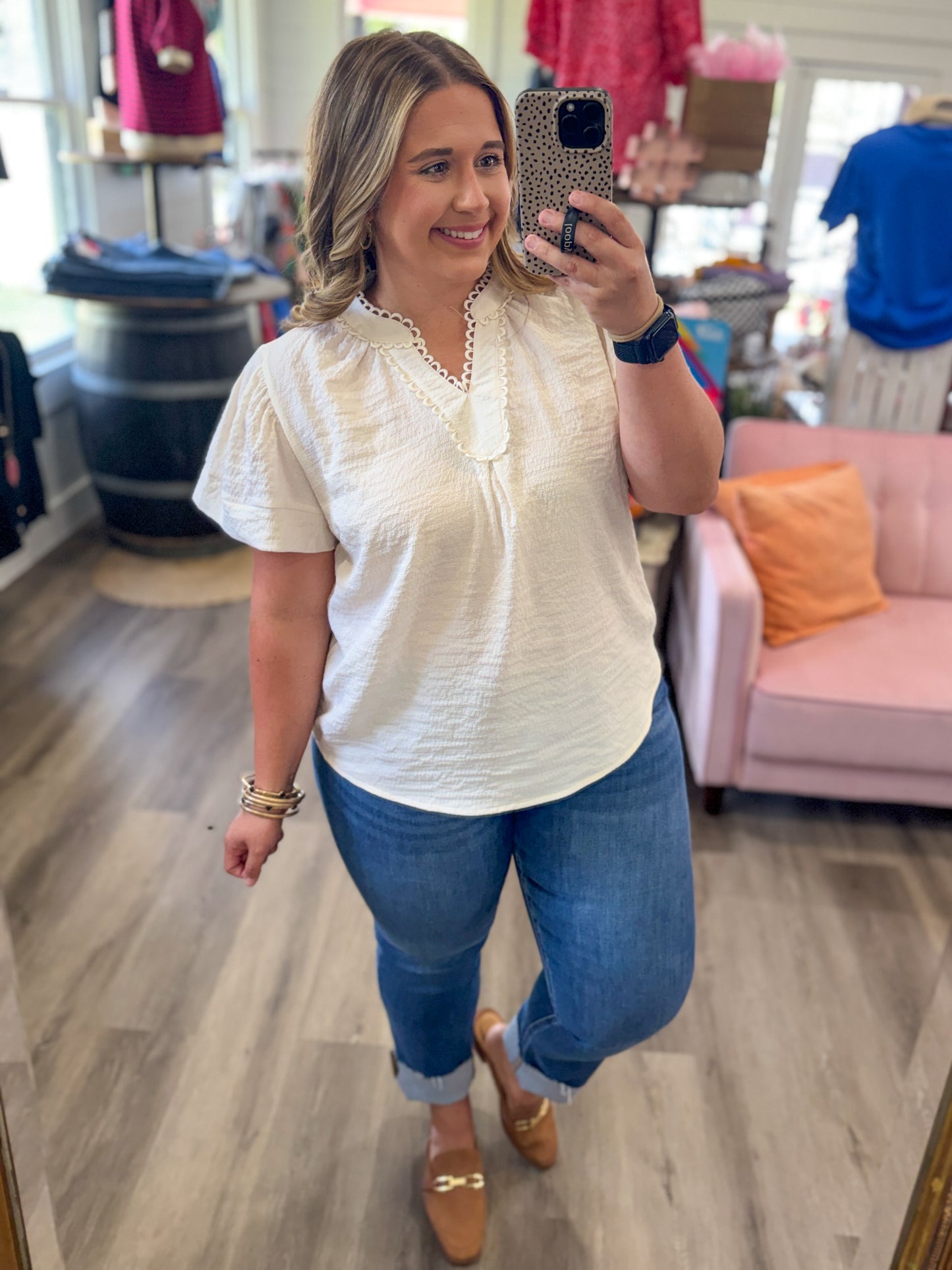 Sweet Seersucker Lace Top