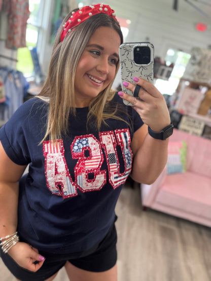 USA Navy Embroidered Tee