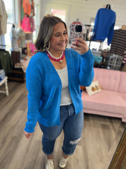 Oh So Cozy Cardigan- Blue